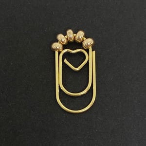 Mini Gold Paper Clips | Planner Clip | Office supplies | Book Placeholder Charm |Cash binder charm | junk journaling- Heart Shape - Set of 4