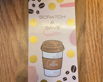 Koffiemysterie Scratch Off-spaaruitdaging - cash budgeting- cash stuffing