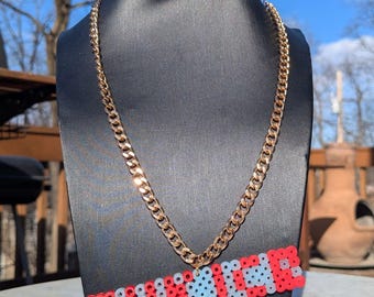 Custom Chains - FUK ICE Icy Red Hot Chain Perler Bead Sprite
