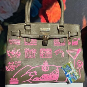 Go Go - Bolsa pintada à mão VanRah com cartão Bling DC Metro