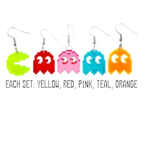 Pac Man and Ghosts Earrings: Retro 80s Arcade Gamer Jewelry