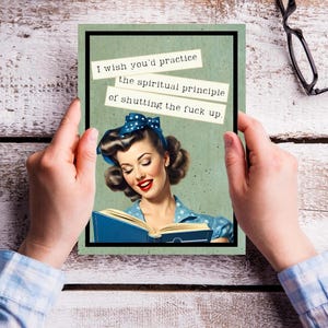 Vintage-Style-Grußkarte | Witzige Karte für Meilensteine oder Einfach so | Große 5 "x 7" | Innen leer | Umschlag enthalten | STFU
