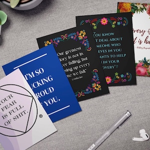 Pacote variado de cartões de incentivo e gratidão para recuperação | Pequeno (4,5" x 5,5") | Celebração do marco do tempo limpo | Envelopes incluídos