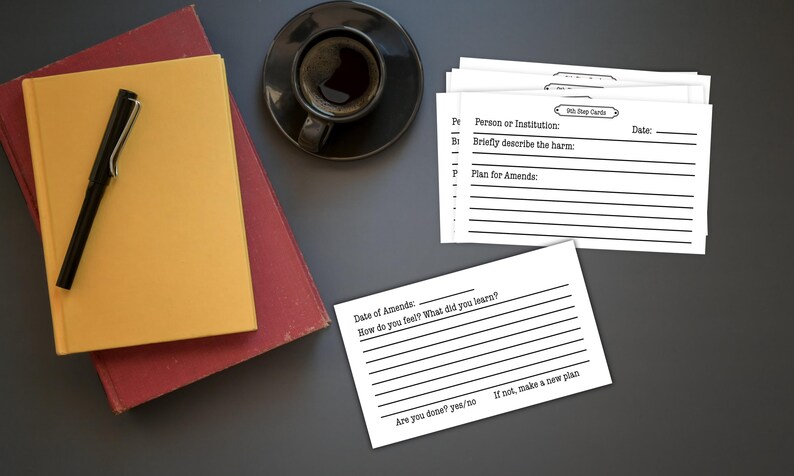 9th Step Amends Cards - Digital Download & Print | Recovery Tool ...