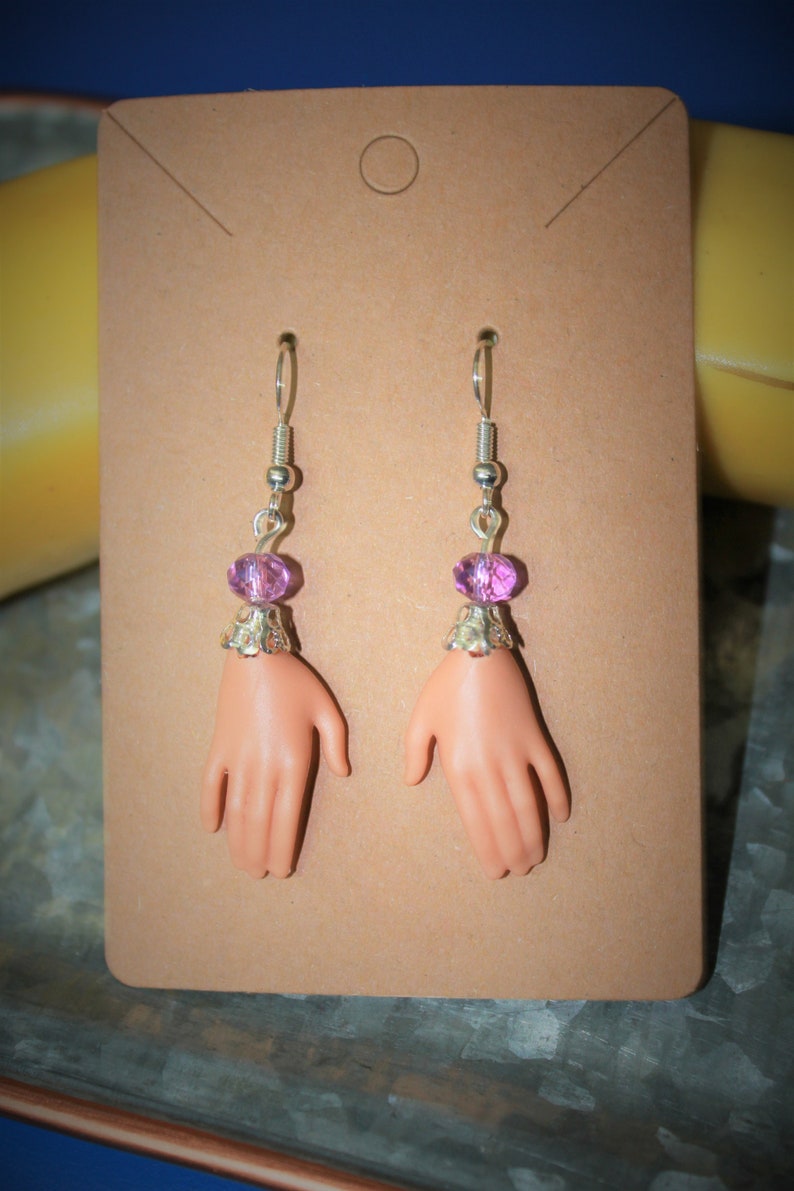 Fancyish Upcycled Barbie Hands Earrings Etsy
