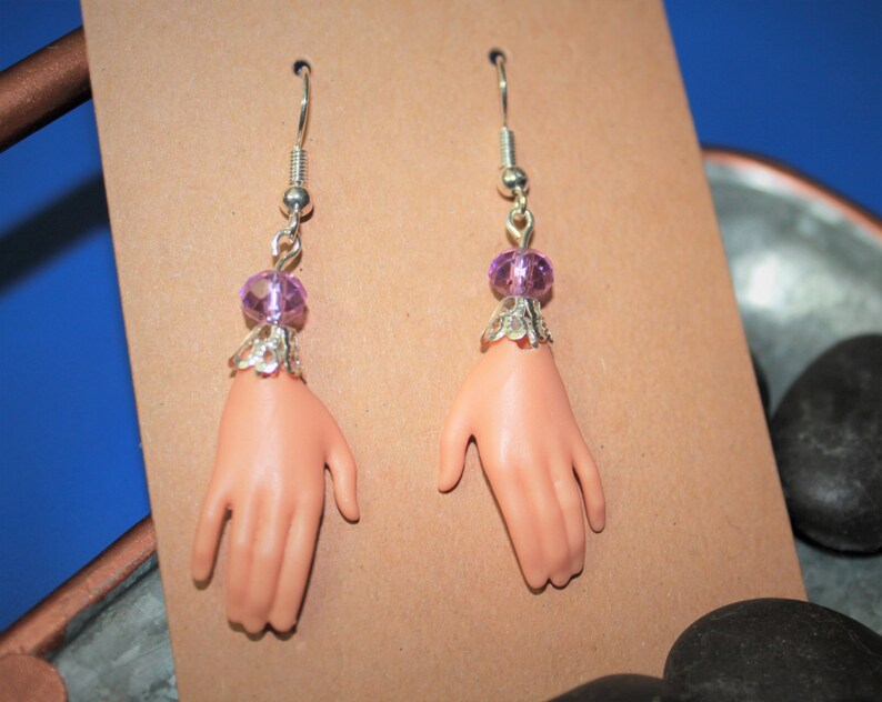 Fancyish Upcycled Barbie Hands Earrings Etsy