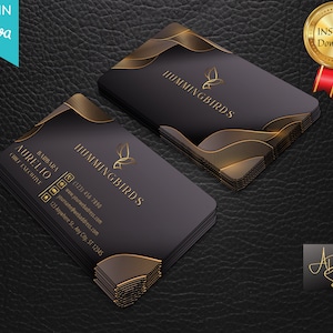 Bearbeitbare Luxus Visitenkarten, Visitenkarte Vorlage, Grau und Gold Visitenkarten, Minimalistische Visitenkarten, druckbare Visitenkarte