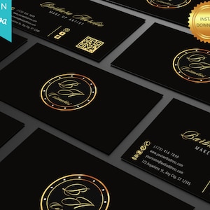 Editable Luxury Black and Gold Canva Business Card Template, Minimalist Business Cards, Printable Business Card, Modern Business Card Cp2