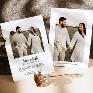 Minimalist Photo Save the Date Card, Modern Wedding Announcement (Digital Download)