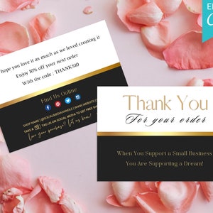 Small Business Thank You Card Template, Editable Business Thank You Card Thanks For Your Purchase Card, Printable Thank You Package Insert