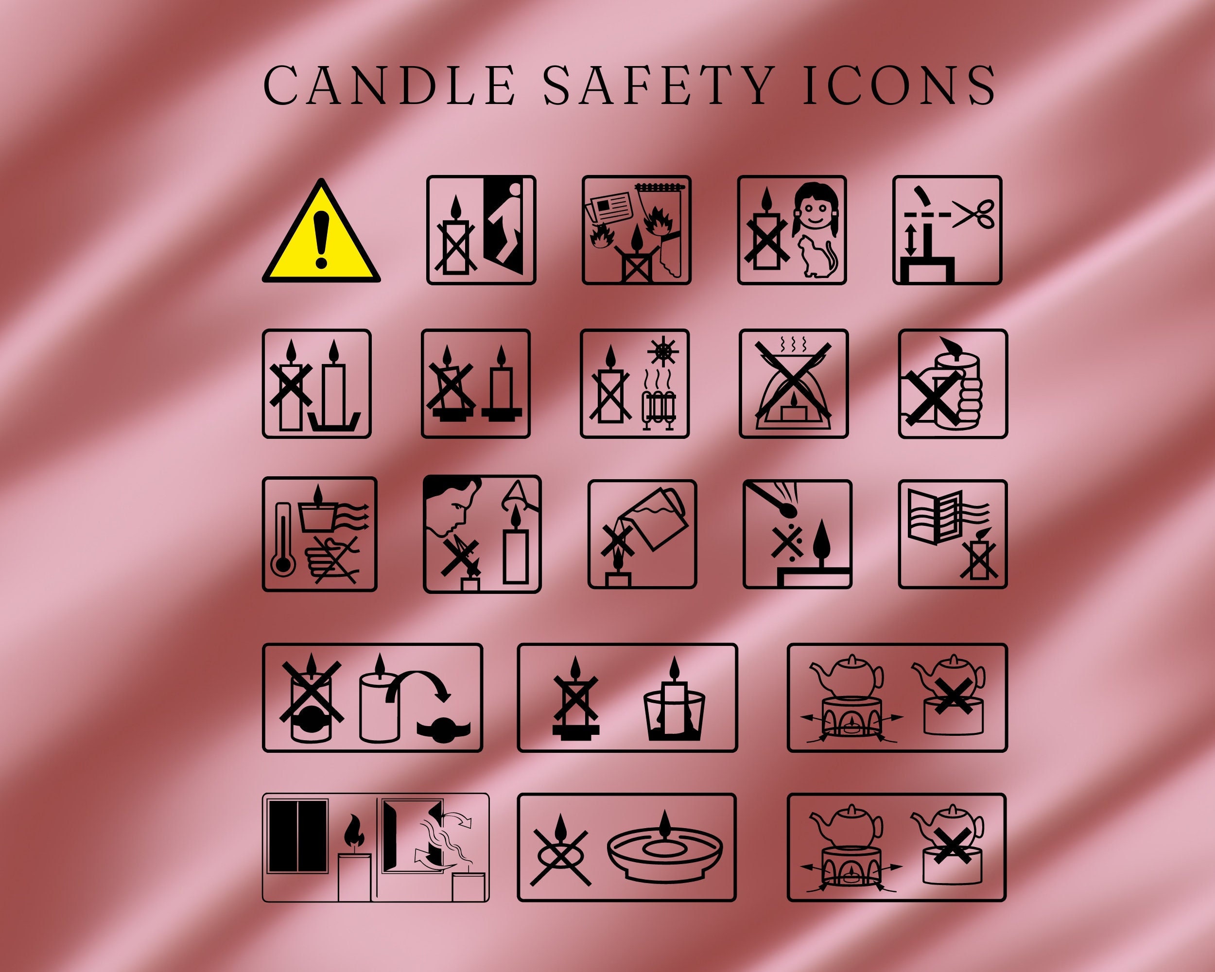 Candle Pictogram Warning - Instruction Labels 45mm Diameter sheet of 24