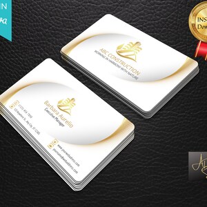 Luxury Gold Business Card Canva Template | White & Gold Elegant Design | Editable and Printable Digital Business Card for Small Business