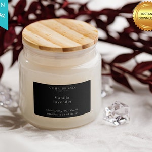 Modello di etichetta per candele Etichette per candele moderne Boho modificabili Etichetta per candele Modello di etichetta per candele minimalista predefinito, etichetta modificabile fai da te cp2
