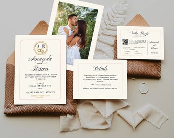 Minimalist Photo Wedding Invitation Template | Editable Canva Invite