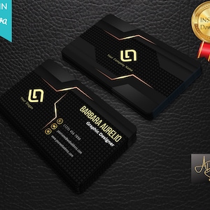 Editable Luxury Business Cards, template, Canva Business Card, Minimalist Business Cards, Printable Business Card, Matte black business card