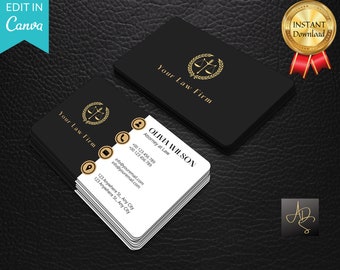 Black and Gold Business Card Template: Minimalist Design (Digital Print)