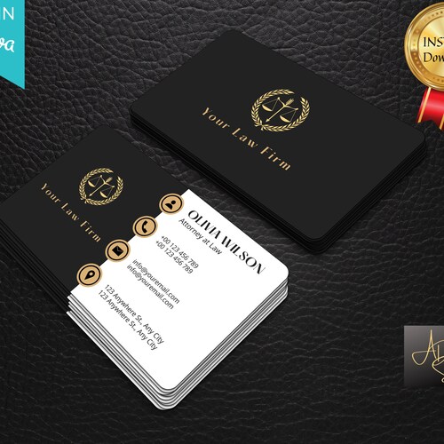 Schwarz und Gold Visitenkarte Template: Minimalistisches Design (Digitaldruck)