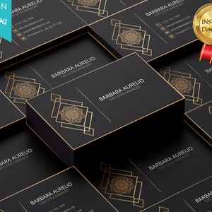 Black and Gold Luxury Business Card, Elegant Business Card, Editable Business Card Template, Luxury Business Cards, Printable Business Card