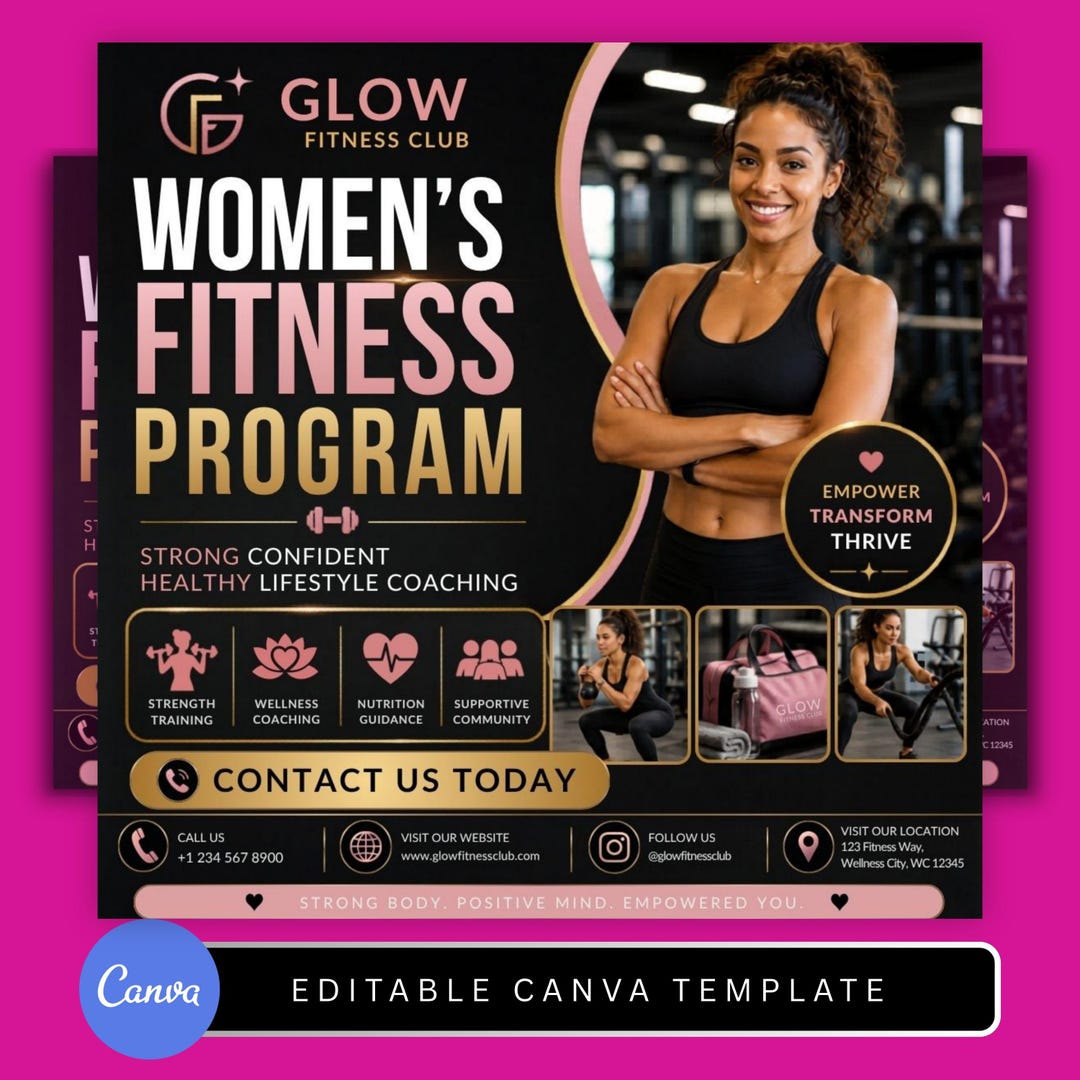 Exercise Program Flyer Women’s Fitness Program Flyer Template for Gyms or Coaches, Editable ...