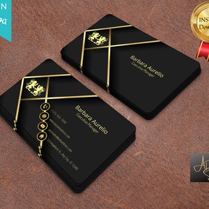 Editable Business Card Template, Editable Business Cards, Luxury Business Card, Black and Gold Business Cards, Minimalist Business Cards