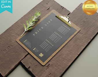 Editable Salon Price List Template, Printable Price Sheet (Digital Download)