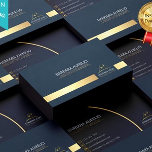 Editable Luxury Business Cards, Gold Business Card Template, Minimalist Business Cards, Printable Business Card, FREE Logo Business Cards
