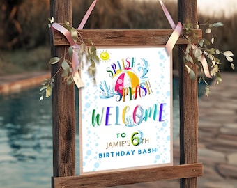 Splish Splash Birthday Welcome Sign: Pool Party Printable (Digital Download)