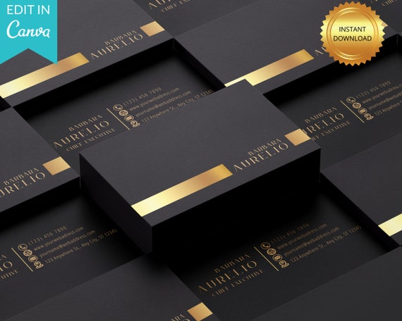 Editable Luxury Business Cards Business Card Template Canva - Etsy