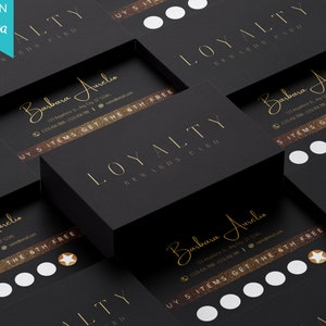 Elegant Black and Gold Loyalty Card Template (Digital Download)