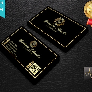 Luxury Business Cards, Business Card Template, Canva Business Cards, Minimalist Business Cards, Printable Business Card, Black and Gold Card
