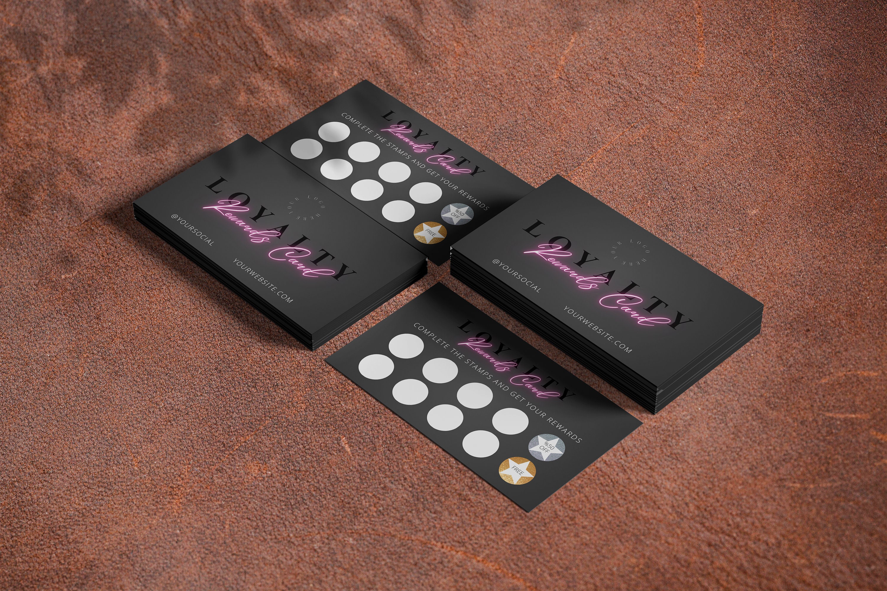 Editable Elegant Black Loyalty Card Template, Small Business Loyalty ...
