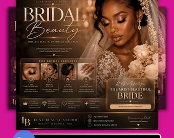 Bridal Beauty Flyer Template for Salons and Makeup Artists, Editable Digital Canva Design