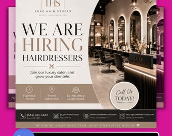 Hairdresser Hiring Flyer Template Modern Editable Salon Recruitment