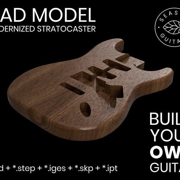 Electric guitar body Stratocaster CAD, Fusion 360