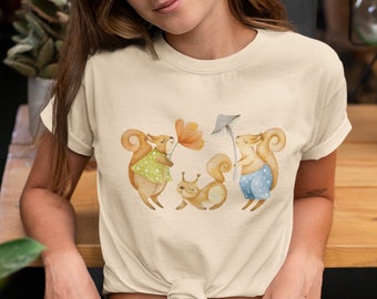 Floral Squirrel Shirt, Squirrel Tee, Cute Squirrel Shirt, Girl Squirrel Tee, Women's Squirrel Shirt