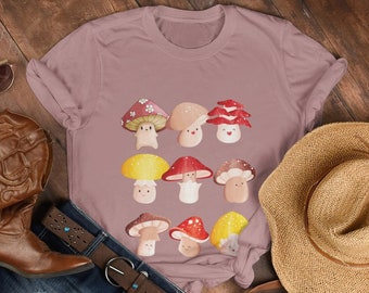 Cute Mushroom People Shirt, Botanical Shirt, Hippie Shirt, Fall Shirt, Botanical Tee, Mushroom T-Shirt, Plant Shirt, Nature Shirt