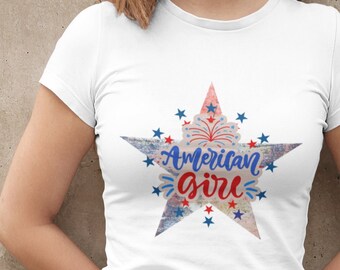 Fourth of July Tshirt, Beautiful gift for Her, Womens Graphic  Tshirt, Boho Tshirt, Summer Tshirt, Colorful Art Tshirt