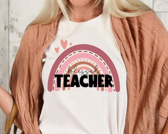 First Day of School Teacher Shirt, Teacher Gifts, Teacher Tee, Teacher Team Shirts, New Teacher Gift,  Rainbow Teacher Shirt,