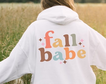 Fall Babe Hoodie, Trendy Retro Sweatshirt, Aesthetic Fall Hoodie, Trendy Tumblr Hoodie, Retro Oversized Hoodie with Back Print