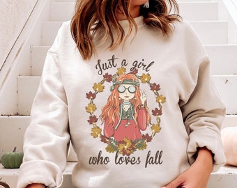 Hippie Retro Fall Sweatshirt, Cute Fall Sweatshirt,  Thanksgiving Shirt, Girl Who Loves Fall Hoodie, Trendy Oversized Shirt