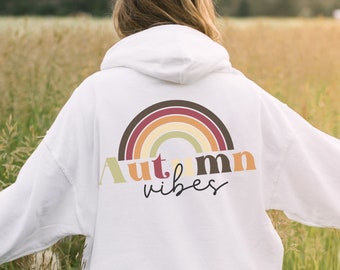 Autumn Vibes Hoodie, Trendy Retro Sweatshirt, Aesthetic Fall Hoodie, Trendy Tumblr Hoodie, Retro Oversized Hoodie with Back Print