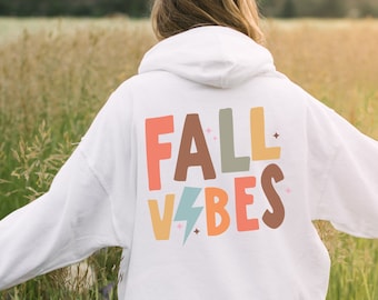Fall Vibes Hoodie, Trendy Retro Sweatshirt, Aesthetic Fall Hoodie, Trendy Tumblr Hoodie, Retro Oversized Hoodie with Back Print