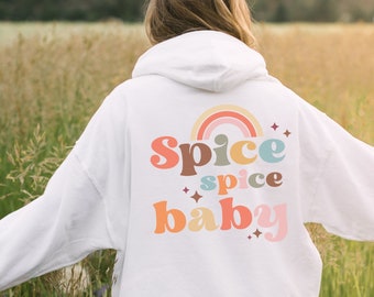 Spice Spice Baby Hoodie, Trendy Retro Sweatshirt, Aesthetic Fall Hoodie, Trendy Tumblr Hoodie, Retro Oversized Hoodie with Back Print