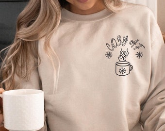 Cozy AF Pocket Sweatshirt, Christmas Hoodie, Holiday Shirt, Crewneck Sweatshirt for Her, Winter Sweatshirt
