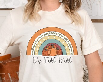 It's Fall Y'all Shirt, Fall Vibes Shirt, Plaid Autumn Tshirt, Thanksgiving Shirt, Womens Fall Graphic Shirt, Cute Fall Tee