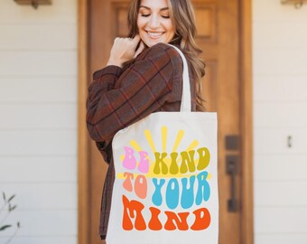 Be Kind Canvas Tote | Aesthetic Tote Bag, Retro Tote, Canvas Tote Bag, Aesthetic Design, Urban Tote, Reusable Shopping Bag