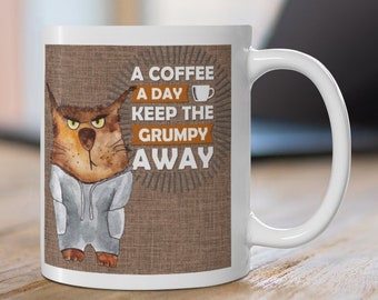 Funny Coffee Mug - Mugs with Sayings - Coworker Gift - Funny Cat Mug - Hot Chocolate Mug