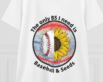 The Only BS I Need Tshirt, Baseball Tshirt for Her, Baseball Mom, Womens Graphic Tshirt, Sunflower Shirt, Summer Tshirt, Colorful Art Tshirt