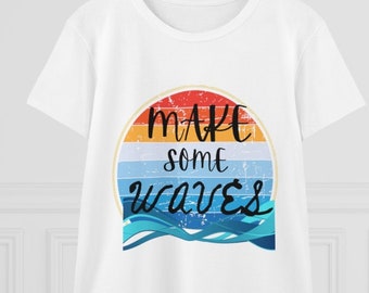 Beach Waves Summer Tshirt, Trendy Beach Tee, Groovy Retro Vintage 70's Vibe , Boho Top, Women's Shirt, Colorful Art Tee for Her