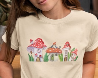 Cute Mushroom House Shirt, Botanical Shirt, Hippie Shirt, Vintage Plant Shirt, Fall Shirt, Botanical Tee, Mushroom T-Shirt, Nature Shirt